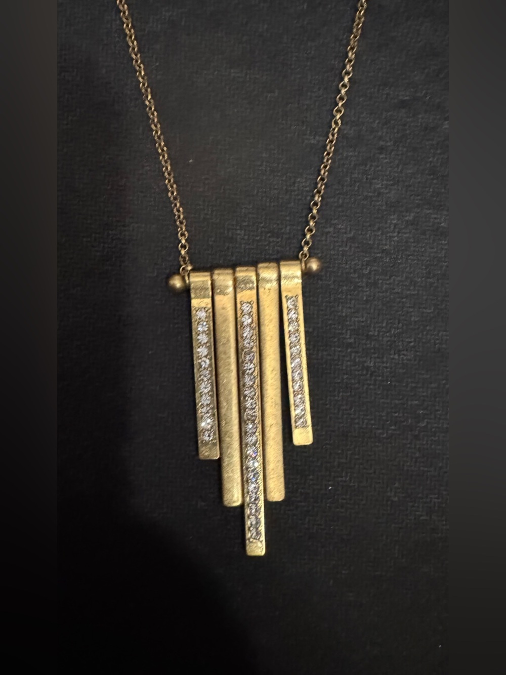 J. Crew Gold Tone Rhinestone Bar Long Necklace